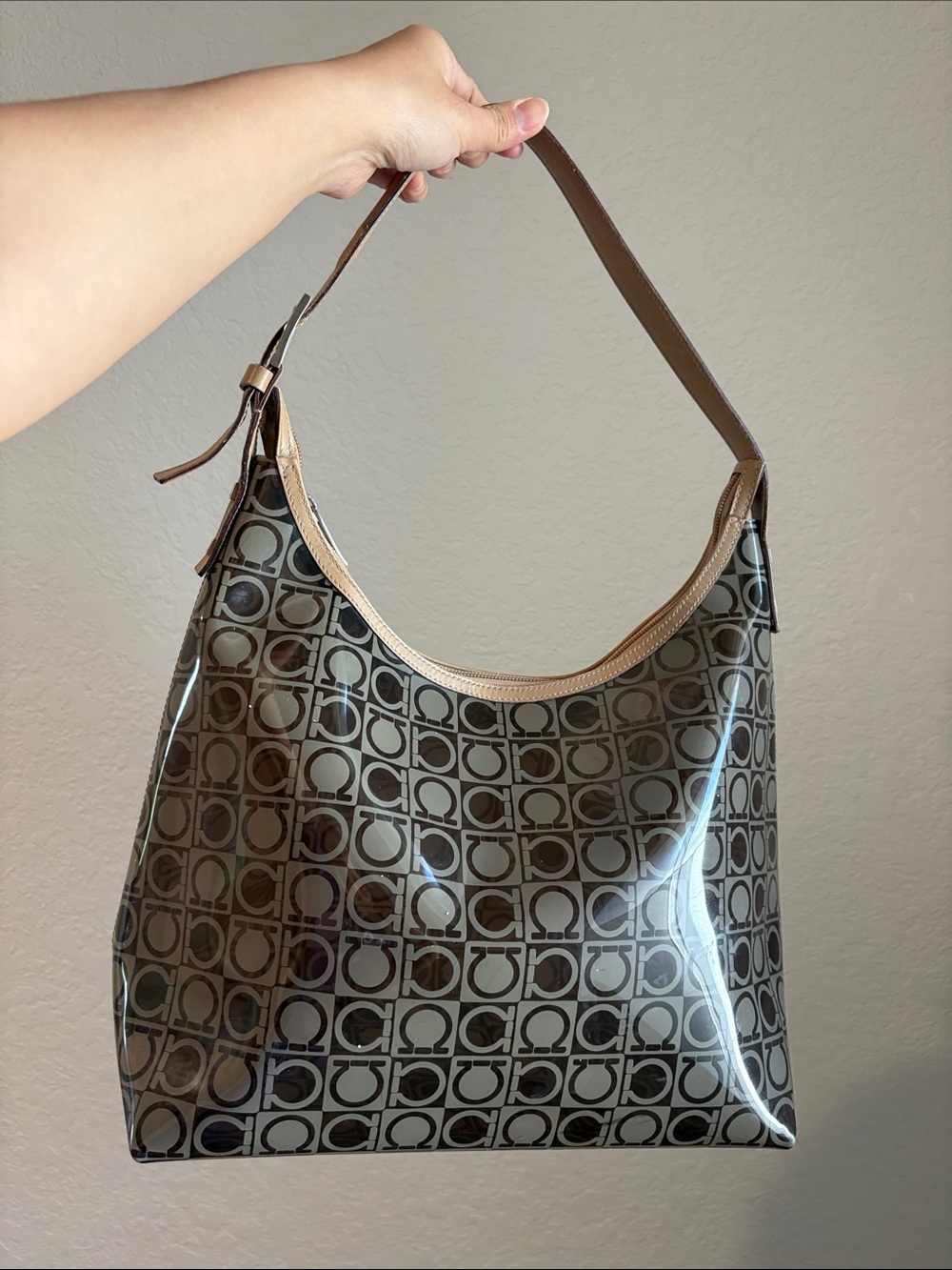 Salvatore Ferragamo translucent Gancini monogram vinyl/PVC hobo shoulder bag